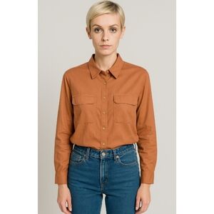Equipment Cotton Button Down Long Sleeve Shirt Terracotta XS